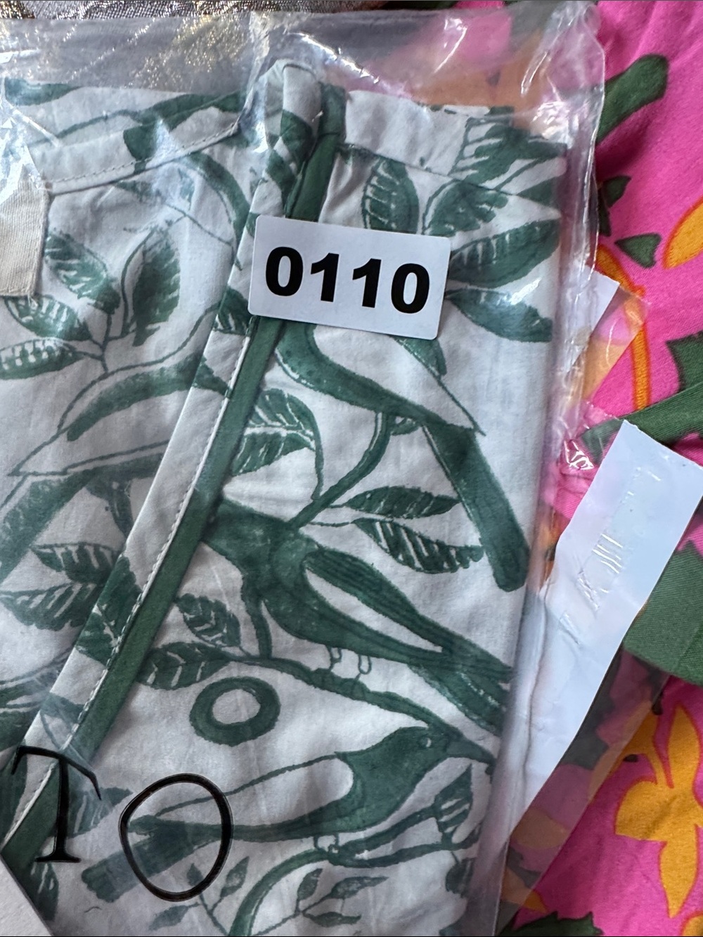 NWT Ex Voto 100% Cotton White Green Bird Block Printed Maxi Dress Green SZ M - Picture 12 of 12